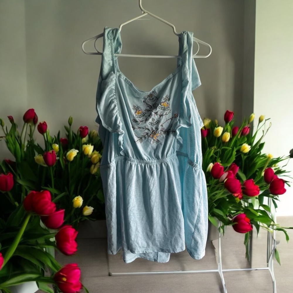 Lane Bryant Womans Embroidered Floral Tank
